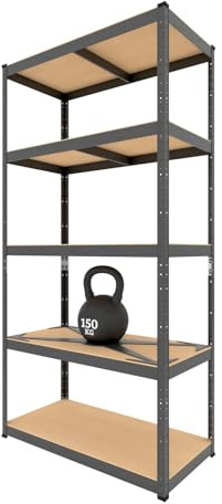BAUSOKOL Schwerlastregal 200x100x50 cm, Schwarz, 875kg MDF Böden | Tragkraft 875kg Lagerregal, Werkstattregal, Kellerregal, Schwerlastregal, Steckregal, Regal wand, Standregal, Kleines regal