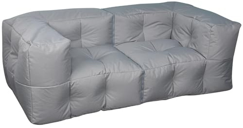 bananair - Modulares Gartensofa Dunkelgrau, Wetterfestes Outdoor Bodensofa 3-Sitzer & 2-Sitzer mit Schaumstoff Polsterung, Abnehmbar als 2 Poufs, Ideal für Balkon & Terrasse (180x90 cm)