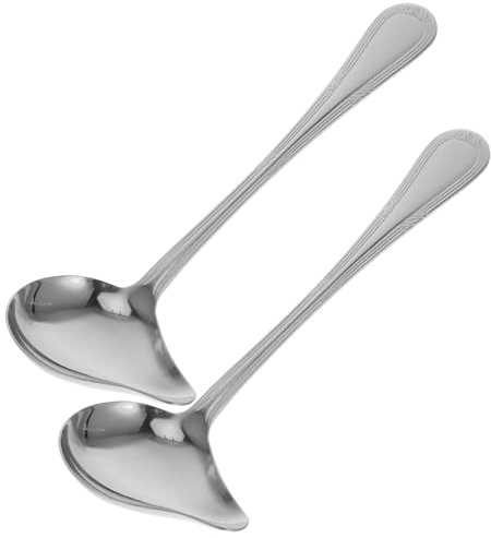 VALICLUD 2 Stück Edelstahl Saucenlöffel mit Entenschnabel zum Präzisen Abschöpfen von Fett und Servieren von Soßen für Küche und Familientisch