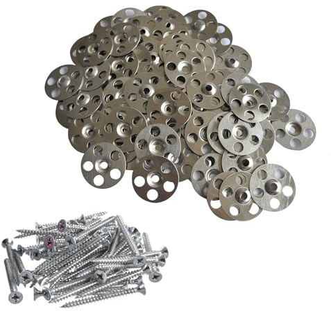 Yunzhou 150pcs 36mm Easy Fix Washers, Metal Washerse for Plasterboard Fixings, Drywall Fixings, Backer Board & Insulation Board, Tile Backer Boarde Washer & Insulation Washers for Screws