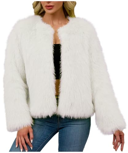 Wyongtao Veste Femme Hiver En Fausse Fourrure Court Manteau Fourrure Femme Blouson Cardigan Fausse Duveteux Et En Peluche Gilet Jacket Manches Longues Épais Et Chaud Top Coat D'Hiver Chic Et Elegant