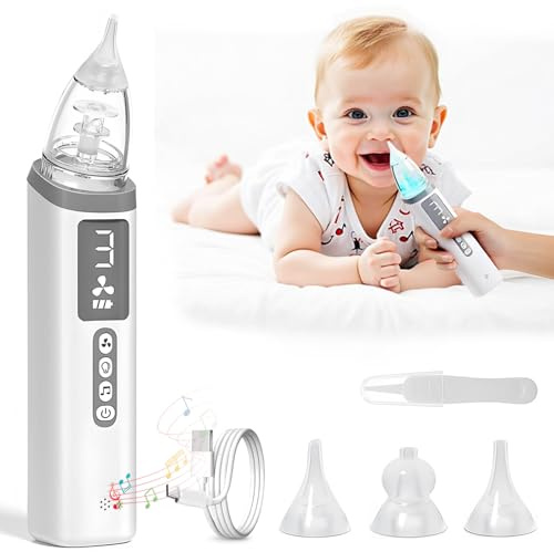Journeyside Aspiratore Nasale Neonato 4in1, Aspiratore Nasale per Bambini con 3 Silicone Morbido,Aspiratore Nasale Elettrico per Bambini con 3 Livelli,Musica e Luce Integrate e Scatola Portaoggetti 03