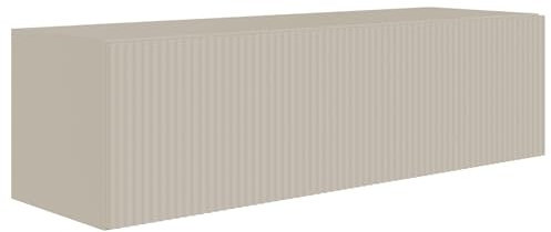 Selsey TV-Lowboard Hängend 100 cm Mattes Greige 2 Geräumige Fächer Elegante Geprägte Front Laminierter Korpus MDF Front Robust ABS Kanten Für Fernsehzubehör