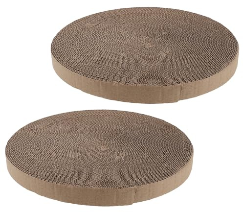 DECOMELODY 2 Piezas Relleno Redondo para Rascador de Gatos Interior Grosor Cartón Corrugado Silencioso Recambio Ergonómico para Cama de Gato