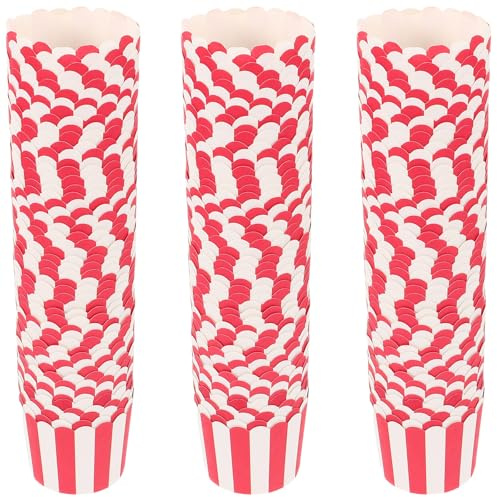 DOITOOL Pirottini per Cupcake Grandi in Carta da Forno Pirottini Decorativi Rossi e Bianchi a Righe 100 Pezzi per Muffin Resistenti al Calore per Feste Matrimoni e Panetterie