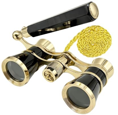 Aethrix 3X25 Opera Glasses for Women Binoculars with Adjustable Handle & Chain, Portable Vintage Theater Glasses Compact Binoculars for Adults in Music Concerts Opera Horse Sports Cinema