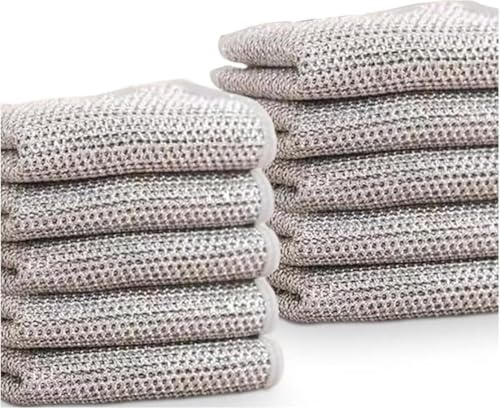 QZLSAYSL Makoto Nobu 30 Pièces Chiffon de Nettoyage en Fil Métallique, Chiffons à Vaisselle en Métal Double Couche, Torchon Multifonctionnel en Fil Métallique Anti-Rayures (30)