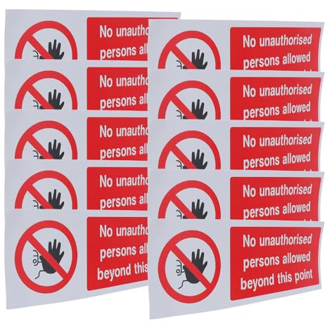 PACKOVE Pegatinas de Advertencia de Señal No Entrar 10 Unidades 100x300mm, Etiquetas de Seguridad para Control de Acceso, Resistentes a Exteriores, Señal Precaución para Zonas