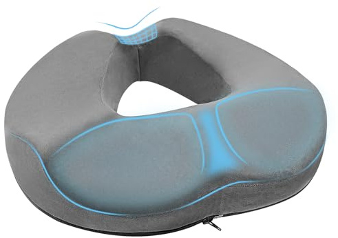 AOOSU Coussin Coccyx Ergonomique, Coussin de Siège pour Hémorroïdes, Coussins orthopédique Donut Cushion Memory Foam Soulage Hémorroïdes Sciatique pour Bureau, Voiture, Fauteuil Roulant