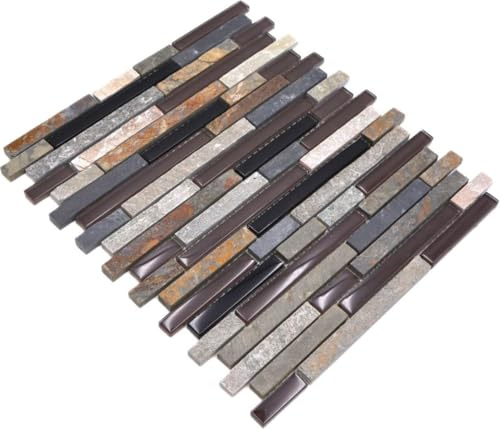 Mosaik flese genomskinlig beige brun grå svart förenad glasmosaik kristall sten för vägg bad WC dusch kök flygspegel tårta badgardiner mosaikplatta