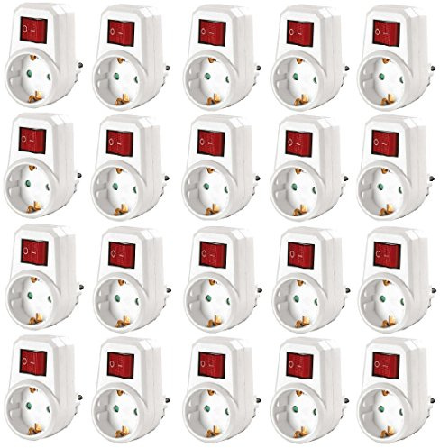 Heitech 20er-Pack Zwischenstecker mit Netzschalter 2-polig Tüv/GS-Zeichen
