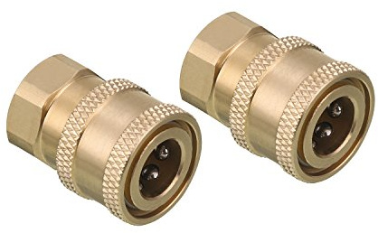Tool Daily Adaptateurs Haute Pression, Raccord Rapide 1/4 vers 1/4 NPT | Raccords pour Nettoyeur Haute Pression, en Laiton, 350 bar (5000 PSI), Lot de 2