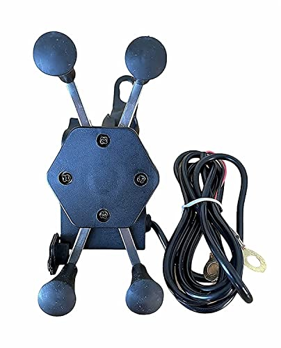 evermotor Universal Motorcycle Mobile Cellphone Smartphone Mount Holder Waterproof with USB Charger 360° Rotation iPhone Samsung GPS ATV Scooter Moped