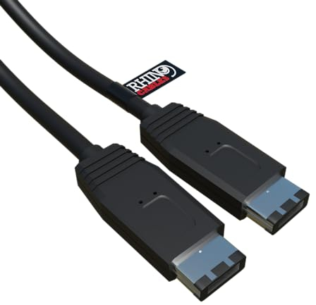 rhinocables FireWire 6-Pin to 6-Pin Cable | IEEE 1394A for Digital Video Transfer - Plug & Play DV Lead for PCs, External Drives, Printers & Legacy AV Devices | 1m, 2m, 3m or 5m Options (1m)