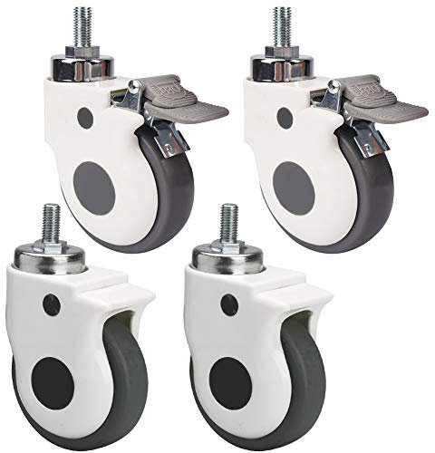 castors 4 Medizinische Rollen Gewinde M8 / M12 3'' 4 Zoll Leise Gummi Lenkrollen Universal- Schwenken Möbel Wagen Wagen Transportrollen Mit Bremse Zum Parkettboden Teppich Fliese 70-80 Kg Pro Rad