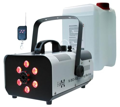 E-Lektron N-910-RGB Nebelmaschine 900W mit LED-Beleuchtung und Funk-Fernbedienung (N-910-RGB inkl. 5L Fluid)