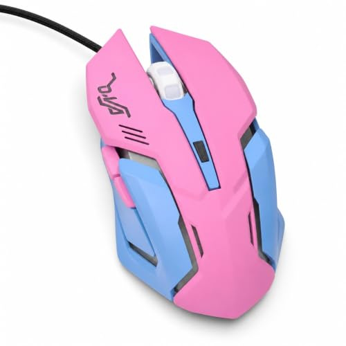 Byged Souris de Jeu Filaire à LED Rose de Style D.VA, Souris de Saisie Ergonomique Confortable à Haute Sensibilité 3200DPI pour et Mac