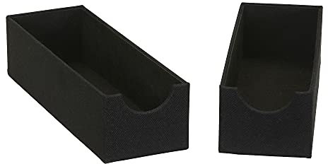 Household Essentials 2-Pack of Drawer Organizers, Sturdy Chipboard with Soft Polyester Cover, Handy and Fashionable Organization Solution, 3” H x 4” W x 12” D, Black Linen