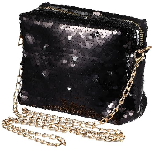 VALICLUD Modische Pailletten Abendtasche Damen Clutch Schwarz Glitzer Handtasche Schultertasche Elegante Hochzeit Party Geschenk