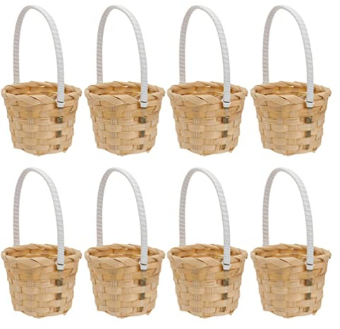Rattan Korb Geflochtener Blumenkorb Hochzeitskorb: 8 Stücke Mini Weidenkorb mit Henkel Hochzeit Streukorb Bügelkorb Blumenkinder Körbchen Henkelkorb Landhaus Deko Ostern Tischdeko Frühlingsdeko