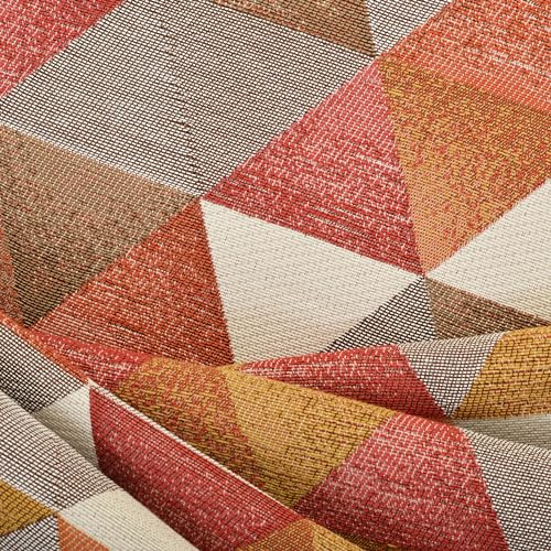 Redbrick Mill Fabrics Weicher, jacquardgewebter Polsterstoff mit geometrischen Rautenmustern, Bronze, Orange, Gelb, Rot, Weiß für Stühle, Vorhänge (Meterware)