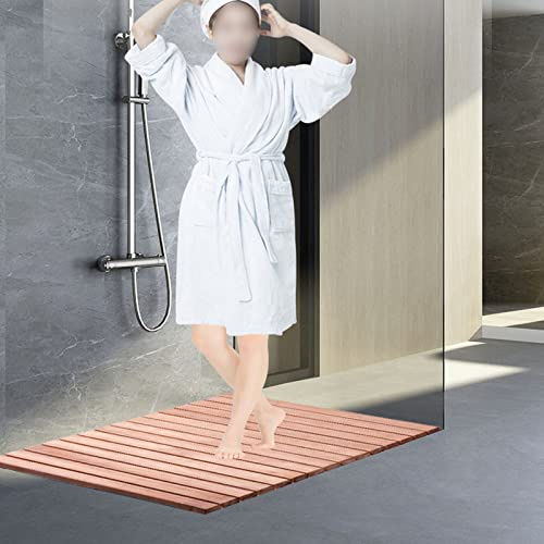 Zhaomi Pédale en Bois Tapis de Bain de Salle de Bain,Baignoire Antidérapant Tapis de Bain,Tapis de Sauna Élégant,Caillebotis de Douche Multifonctions,Taille Personnalisable (50x50cm/20x20in)