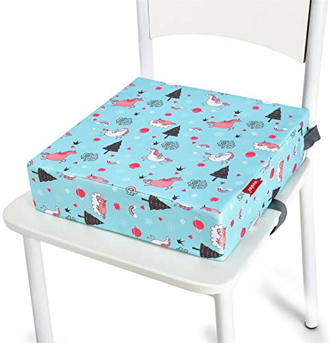 Chickwin Sitzerhöhung Stuhl Tragbar Sitzkissen Kind Baby Tragbares Boostersitze Kleinkind Verstellbar Zerlegbar Esszimmerstuhl Stuhlkissen Sitzerhöhung Kissen für Esstisch (grün,32x32x8cm)