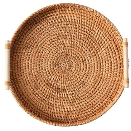 MYLPDZSW HHF Körbe Behälter Obstschale, Snackkorb, handgewebte Rattanschale, Aufbewahrung, Küchenbedarf, Brot, Brot, Kekse, Bambuskorb, Servierplatte Kleidung Lagerung (Größe : The Diameter of 28CM)