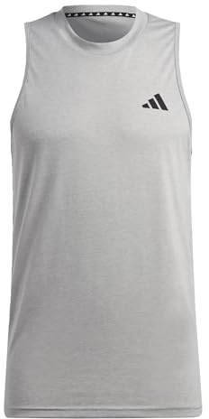 Adidas Herren Train Essentials Feelready Training Sleeveless Tee, Medium Grey Heather/White/Black, S