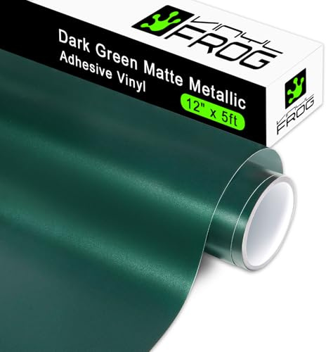VINYL FROG Metallic Adhesive Vinyl 12 x6ft Dark Green Permanent Vinyl Roll | Dark Green Matte Metallic Satin Adhesive Vinyl for Home Decor, Mug, Wrap, Stickers, Lettering and Other DIY Projects