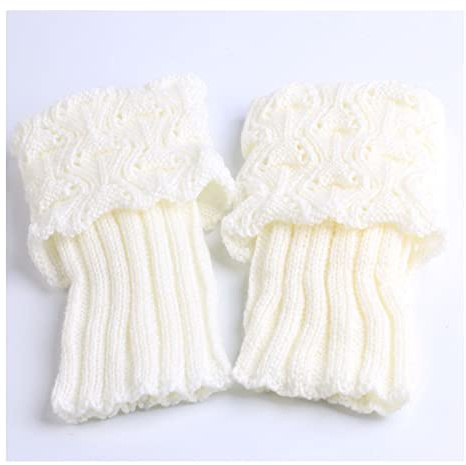 Yurosiay 1 Paar Damen Stulpen Beinwärmer Winter Beinstulpen Strick Kurz Stretch Stulpen Damen Legwarmer Gestrickte Beinwärmer Mädchen Stiefel Abdeckung für Winterwärmer Eine Grösse Weiße