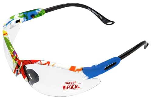 Spits Eyewear Cougar Safety Glasses, 22 limited Edition Frame Colors (Frame Color: Splash Paint, Lens Color: Clear)