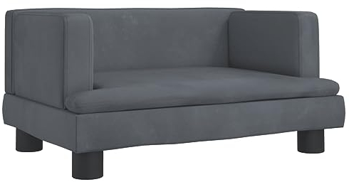 vidaXL Kindersofa, Couch für Kinder, Kindercouch mit runden Kanten, Kindersessel Minisofa Polstersofa Kindermöbel Sofa Kinderzimmer, Dunkelgrau Samt