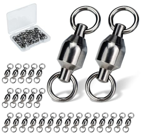 Piscorush 25Stück Kugellager Wirbel High Stärke Wirbel mit Geschweißtem Ringe Angelzubehör #0-#10 33lb-510lb (25er Packung mit Box, #0 / 33lb)