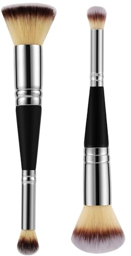 2 Pièces de Pinceaux de Maquillage, 2 en 1, Pinceau de Fond de Teint à Double Extrémité Pinceaux de Beauté Portables Multifonctions pour les Filles Femmes Amatrices de Maquillage