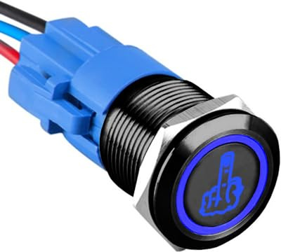 ETOPARS Negro Concha 19mm Interruptor de Botón Impermeable 12V 5A Interruptor de Palanca Coche Metal Interruptor Basculante ON Off Enchufe Cable Azul Luz Trasera