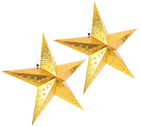 Angoily Weihnachtsdeko 2 Stück Papierstern-lampenschirme Pentagramm-Laternen für Die Decke