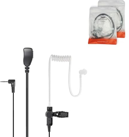 Hoornie Funkgerät Headset (2er-Pack) für die Motorola TLKR und TalkAbout Serie. TLKR-T60, TLKR-T61, TLKR-T62, TLKR-T72, TLKR-T80, TLKR-T81, T82 Extreme, TLKR T92 H2O inkl. 10 (x2) Ohrstöpsel