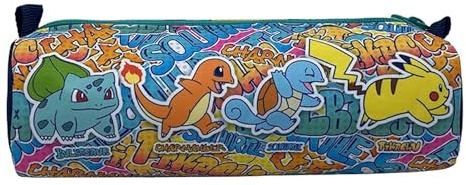 CYPBRANDS Pokemon Federmäppchen, zylindrisch, Schulmaterial, Pikachu, Squirtle, Charmander, Bulbasaur Federmäppchen, Mehrfarbig, offizielles Produkt, bunt, Estandár
