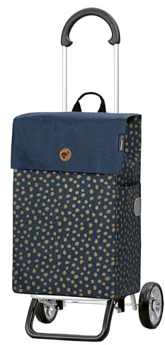 ANDERSEN Einkaufstrolley - Scala Shopper Plus Fita blau | sehr leicht, klappbar, klein zusammenlegbar, bis 30 kg - Tasche mit Seitentasche, Innenfach, Reflektoren, 47 L