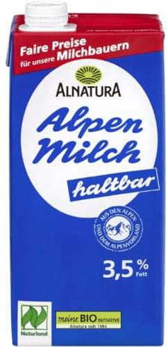 Alnatura Alpenmilch haltbar 3,5% Fett Milch Haltbare 1000 mililiter