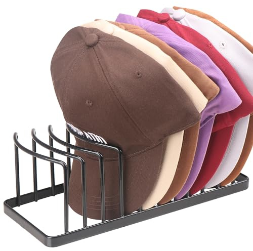 YiSeyruo Organizador de sombreros, soporte para sombreros que ahorra espacio con capacidad para 10 gorras, estante de metal de alta calidad para exhibición y organizador de gorras de béisbol, color