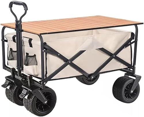 Einkaufswagen, zusammenklappbarer Einkaufswagen, tragbar, faltbar, 150 l, großes Fassungsvermögen, Multifunktionswagen, Outdoor-Campingtisch, leichter Wagen, Grillwagen, Bollerwagen (105 x 50 x 103