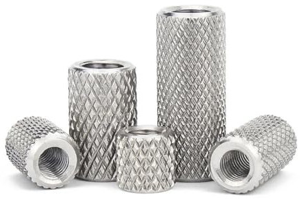 SINEKY 2/5 Stück runde gerändelte Überwurfmutter M3 M4 M5 M6 M8 M10-M16 Edelstahl Lange Verlängerungsmuttern mit Daumen anziehen(D24xM16x30 (2pcs))