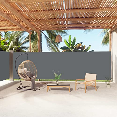 SECOLI Alu-Seitenmarkise, Ausziehbar Markise 180 x 1000 cm, Sonnenschutz Markise Anthrazit, Windschutz, Sichtschutz, Seitenrollo, für Balkon, Terrasse, Garten