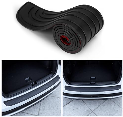 Einesin Stoßstangenschutz aus Gummi, Ladekantenschutz Kofferraum, Schwellerschutz für den Kofferraum, Kratzfest und Abriebfest, Selbstklebender, Autozubehör für die Meisten Autos, SUVs (90cm x 7cm)