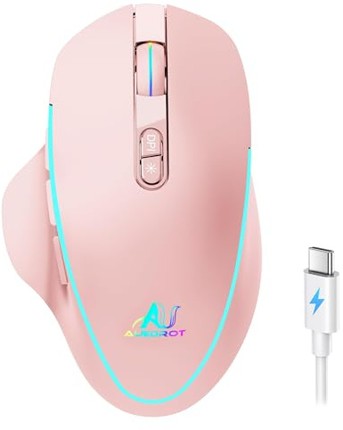 Wireless Mouse Jiggler UK Undetectable With Built-in Jiggler, 2 Modes Silent Rechargeable for Laptop, 4 DPI Levels, Shortcut Key, Quick Return Desktop, Pink