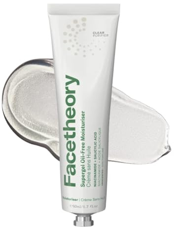 facetheory Supergel Oil-Free Face Moisturiser - Clean, Hydrating Gel Moisturiser - Hydrating Facial Moisturiser for Oily/Combination Skin, Blemishes & Uneven Tone (50 ml)