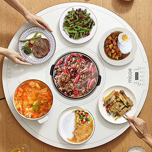 24 Round Food Warmer Serving Tray,Electric Warming Hot Plate with Temperature Control for Buffets Restaurants Parties Events Home Dinners