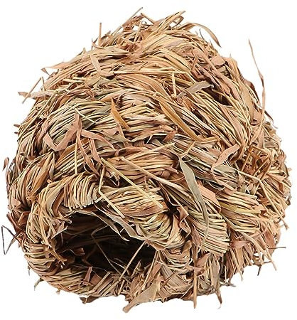 Happyyami 3 Stück Natürliches Grasnest für Kaninchen und Hamster Witziges Versteckspielzeug aus Geflochtenem Stroh Braun für Käfig und Zuhause